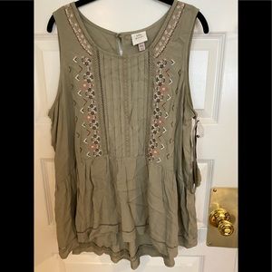 Knox rose olive tank top xxl NWT